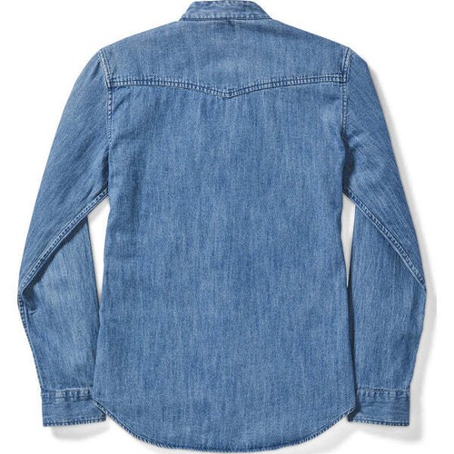 Women's Filson Denim Shirt 20049639 Indigo Blue Jean Band Collar Washed Banded - Picture 9 of 9