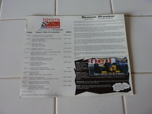 CART ATLANTIC CHAMPIONSHIP TOYOTA STAT KARTE VON 2001 CA. 10 X 12 - Bild 2 von 2