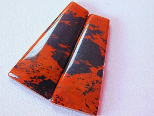 Natural Marconi Jasper Jewelry Making Gemstone Pair Fancy Rectangular Cabochons - Picture 5 of 7