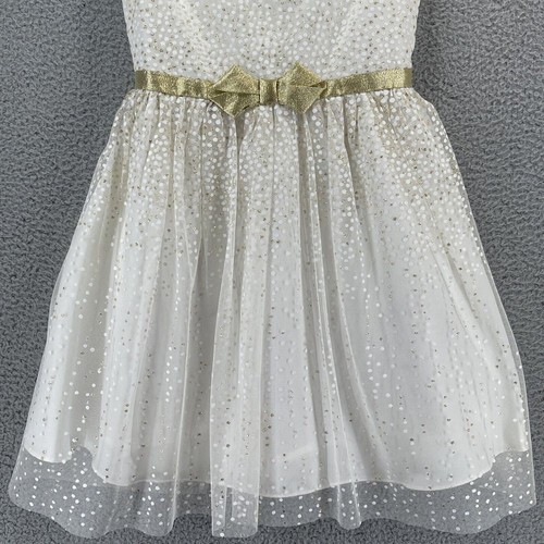 Jona Michelle Dress Girl 9 White Gold Glitter Glimmer Holiday Christmas Party - Picture 3 of 13