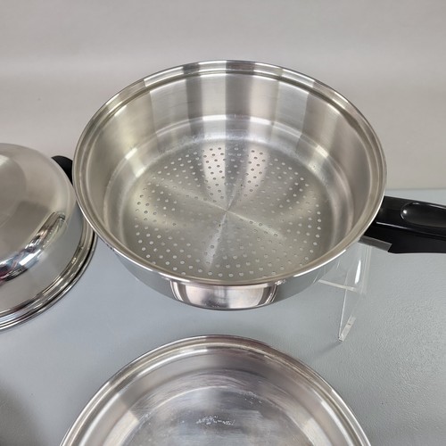 4 Pc Lustre Craft Pan Set T304 Cookware 8" Double Boiler Steamer Dome Lid - Picture 3 of 11