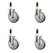 5 Inch 316SS Gray Polyurethane Swivel 1 Inch Expanding Stem Caster Set SCC