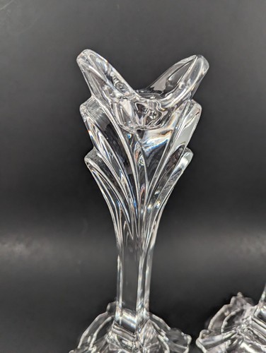 Vintage Imperlux Art Deco Hand-Cut Lead Crystal Candlestick Holders Poland 9.25" - Picture 3 of 8