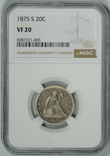 1875-S  20c  NGC  VF20  ~  SEATED LIBERTY  20 CENT PIECE  ~  #8387221-003