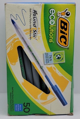 BIC Ecolutions GSME509-BLU Recycled Round Stic 1mm Black Ballpoint Pen, 50. New - Picture 6 of 12