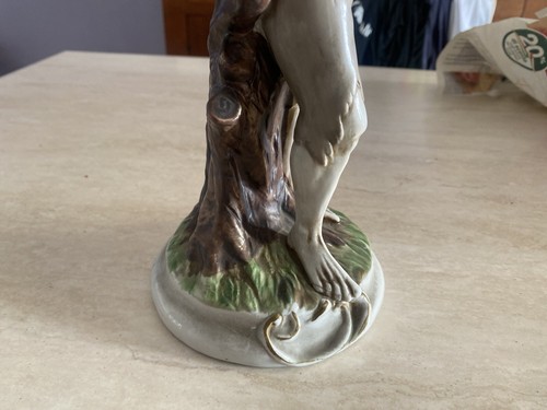 Rarissima ceramica Capodimonte 30 cm uomo con cesta frutta vintage da collezione - Picture 10 of 12