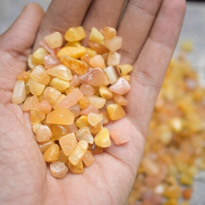 Yellow Aventurine Tumbled Crystal Chips, Yellow Jade Chip Beads