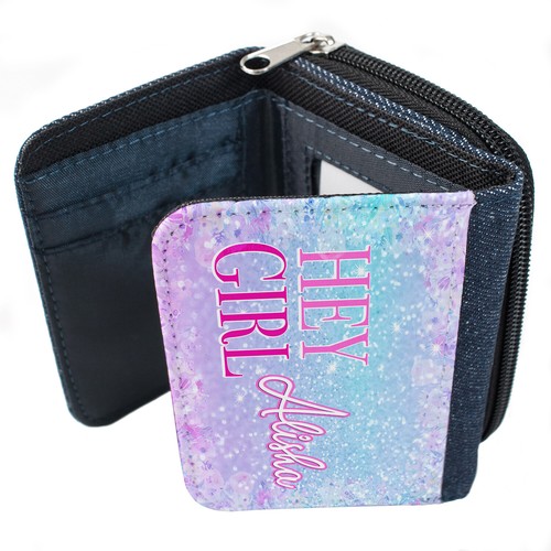 Personalised Girls Purse Pretty Denim Womens Coin ID Wallet School Birthday Gift - Picture 8 of 38
