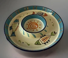 Global AMICI Danryn Iantorn Southwestern Motif Round Chip and Dip Fish Platter