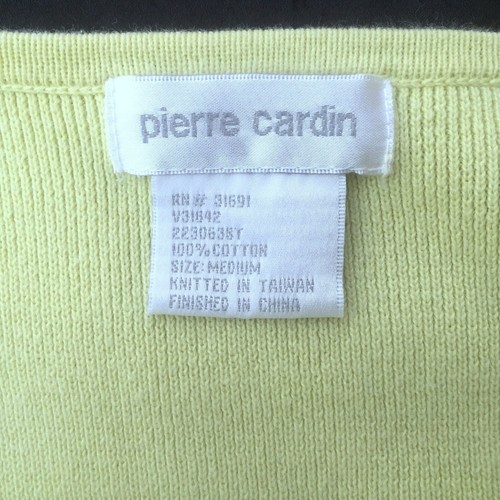 Pierre Cardin Top Womens M Green Sweater Knit V Neck Pullover Sleeveless Cotton - Picture 3 of 3