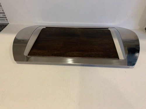 Nambe Mikko Acacia Wood Bar Tray with Stainless Steel Metal Handles, 19 Inch - Picture 7 of 10