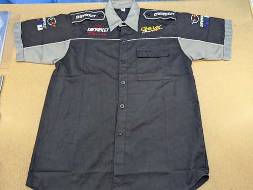 Chevrolet Racing Button Up Shirt Mens M Chevy Thunder Mobil One Short Sleeve