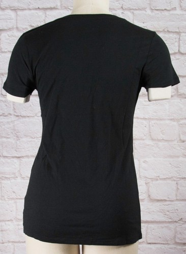 NWT Womens GAP S/S Favorite T-Shirt Modal Blend True Black/Gold Hearts - 491172 - Picture 3 of 4