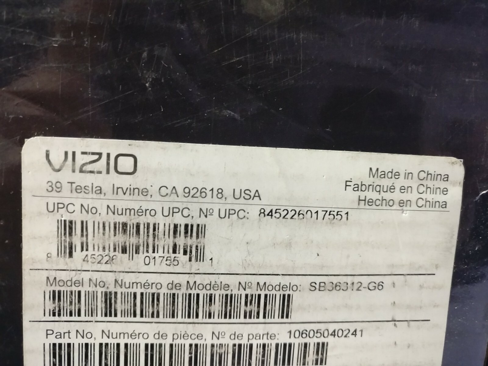 vizio sb36312
