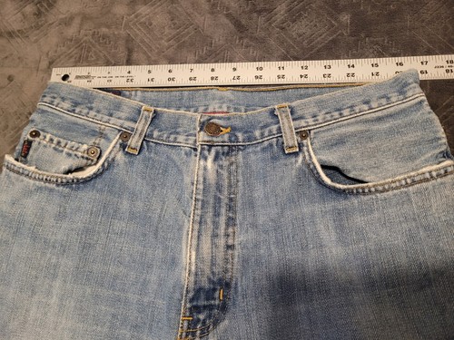 Abercrombie Fitch Q892 Light Wash Jeans Men Boot Cut Size 33x32 Distressed Worn - Picture 9 of 18