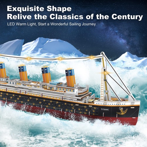 3D LED Titanic Toys Puzzle for Adults to Build Large Desk Decoration Titanic Mo - Picture 3 of 7