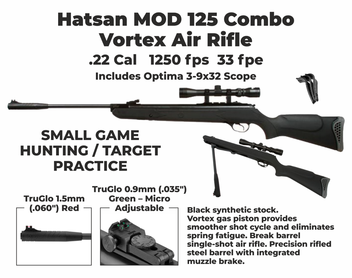 Hatsan Mod 125 Combo Vortex .22 Cal Break Barrel Air Rifle with