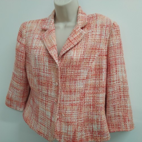 Danny & Nicole Strickjacke Jacke Damen Größe 10 rot weiß 3/4-Arm Knopf Damen - Bild 5 von 14
