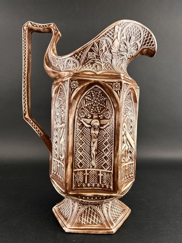 Jarra de cerámica vintage Estaciones de la Cruz decoración religiosa católica tamaño 15" - Imagen 6 de 19