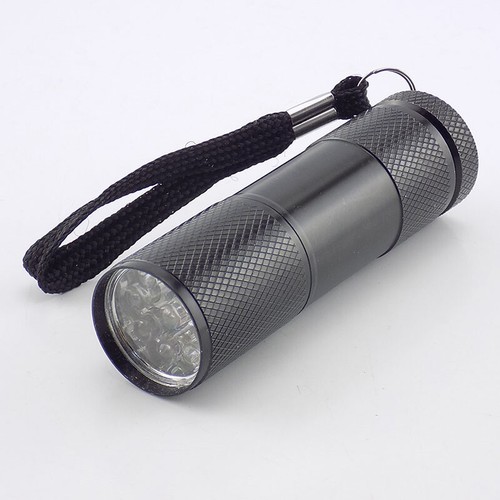Mini Aluminum 395 UV Light Flashlight 9 LED Ultra Violet Torch Lights Black Lamp - Picture 13 of 16