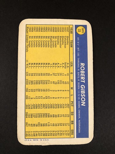 1970 Topps Super Robert 'Bob' Gibson #33! - Picture 2 of 3
