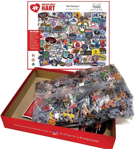 Hart Puzzles Ski Patches 1000 Piece Jigsaw Puzzle By Steve Smith - Picture 3 of 3