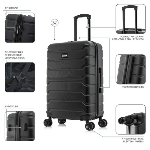 InUSA Trend 24" Hard Shell Checked Luggage Spinner Wheels Travel Suitcase - Picture 27 of 93