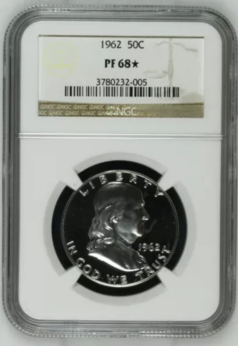 1962 Proof Franklin Half Dollar graded as an NGC PF68*