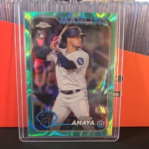 2024 Topps Chrome - Aqua Refractor #92 Jacob Amaya /199 (RC) Marlins
