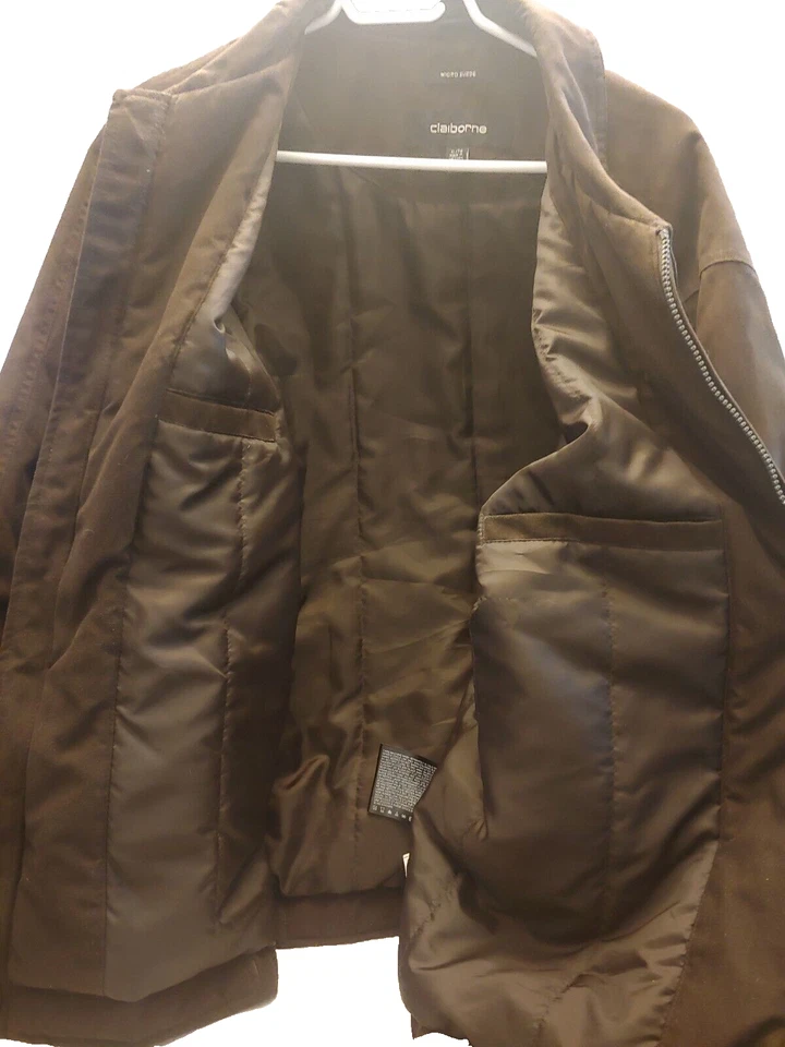 Claiborne Mens Micro Suede Jacket Brown Sz XL Full Zip Barn Style Citycore - Image 4 of 4