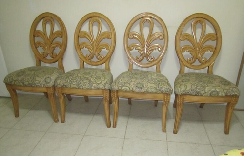 Wood Dining Chair Upholstered Seat Honey Set of 4 - Picture 8 of 11
