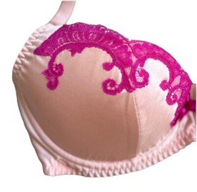 AGENT PROVOCATEUR Molly Plunge Underwired Bra Pink Lace Silk Push-Up Bra 30DD