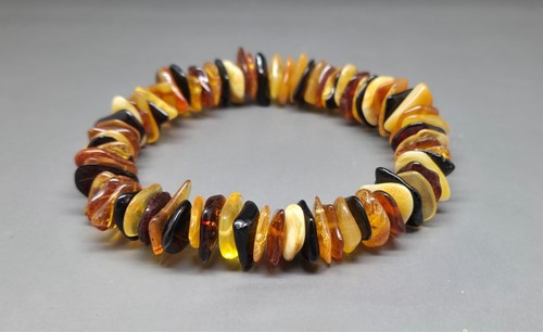 Pulsera ámbar báltico elástica elástica mezcla de colores - Imagen 3 de 4