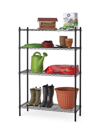 FREESTANDING SHELF RACK White Steel 4-Tier Shelving Unit - Picture 9 of 11