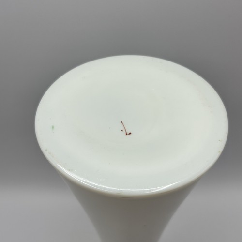 Victorian Forget Me Not Daisy Handpainted Milk Glass Vase Uranium Flowers - Picture 8 of 14