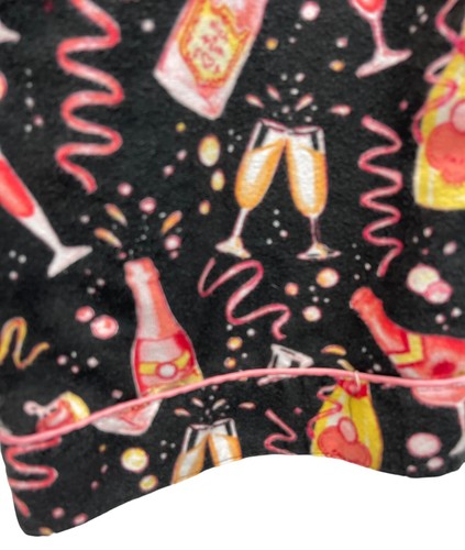 Nick & Nora Champagne New Years Flannel Pajama Pants NYE Party PJs Sz XXL Black - Picture 2 of 7