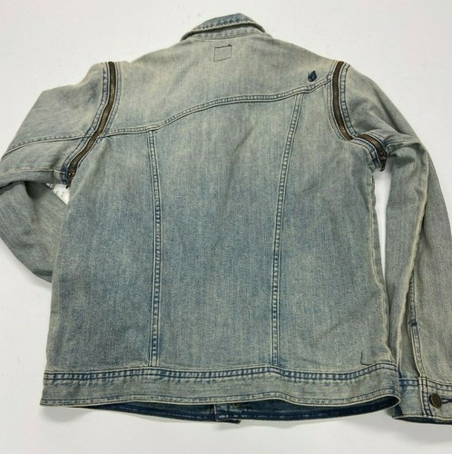 $95 Volcom Zzzip It Denim Jean Jacket w/Zip Off Sleeves Vest Sz XS Blue NWT 2in1 - Picture 6 of 12