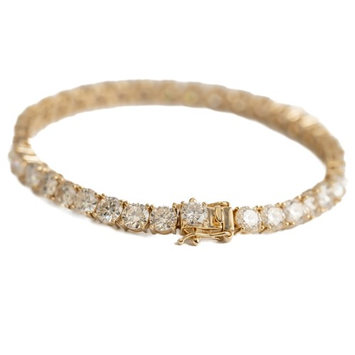 10K Yellow Gold Moissanite Tennis Bracelet, 7-8.2CTTW, VVS1, D, 3MM stones, KD18 - Picture 3 of 7
