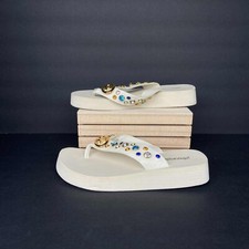 New Jeffrey Campbell Platform Sandals 9 Womens Iconic's White Gem Art