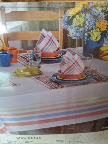 Authentic FIESTAWARE Cotton Striped Plaid TABLECLOTH, BNIB, 52" x 52" Square! - Picture 8 of 13