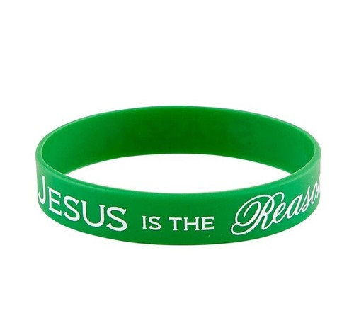 Jesus Is The Reason For The Season Set Of 2 Silicone Bracelets 7” Red Green NWT - Picture 3 of 5