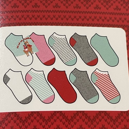 Girls 10 Pair Christmas Low Cut Socks Shoe Size 10.5-4 Sock Size 6-8 NWT - Picture 3 of 8