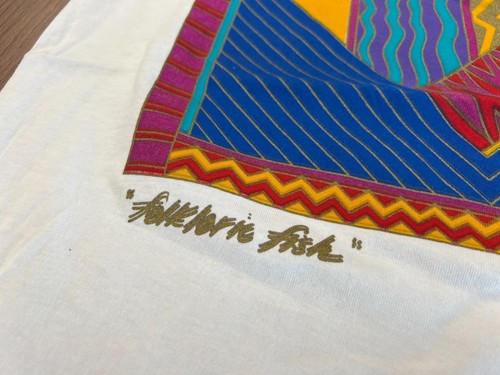 CAMISA MUJER LAUREL BURCH VINTAGE TALLA ÚNICA ARTE FOLCLÓRICO PECES AÑOS 90 NUEVA NOS - Imagen 4 de 8