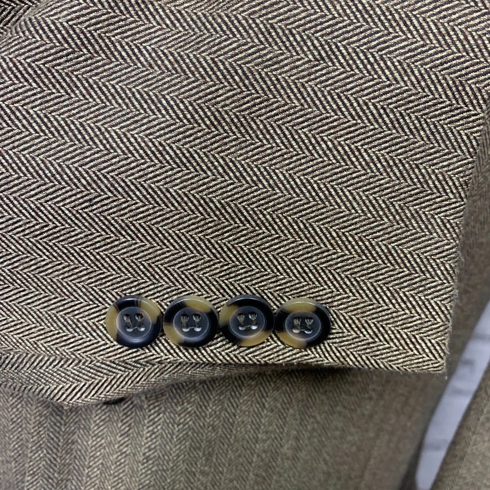 $295 Andrew Fezza Hombres Marrón Espiga Blazer Abrigo Deportivo 40L Foto 3 de 4