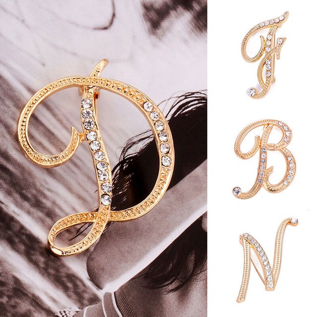 Alphabet Initial Letter A-Z Crystal Rhinestone Brooch Pin Fashion Jewelry Decor CR12234 Alphabet Initial Letter A-Z Crystal Rhinestone Brooch Pin Fashion Jewelry Decor CR12234