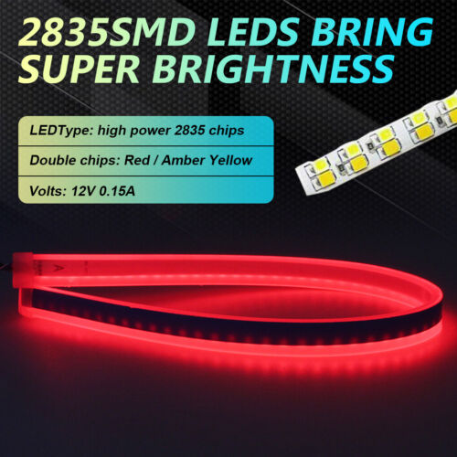 2pcs Slim Amber Red Sequential Flexible LED DRL Turn Signal Strip Auto Headlight - Picture 2 of 12