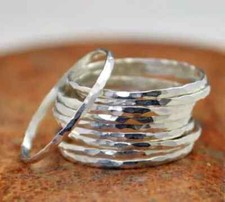 Solid 925 Sterling Silver Super Thin Band Statement Handmade Ring All Size