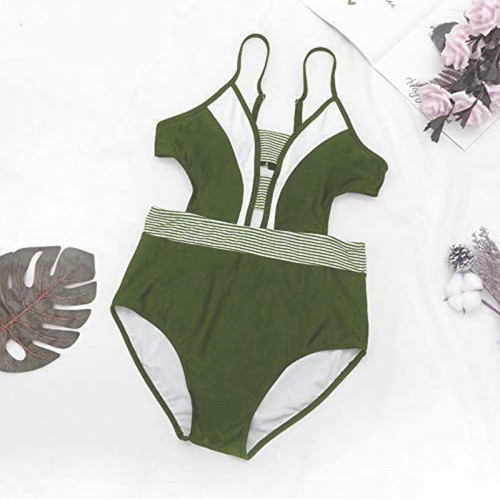 Damen Einteiler Bauchkontrolle tiefer V-Ausschnitt Monokini Bademode Badeanzug Gr. XL - Bild 5 von 11