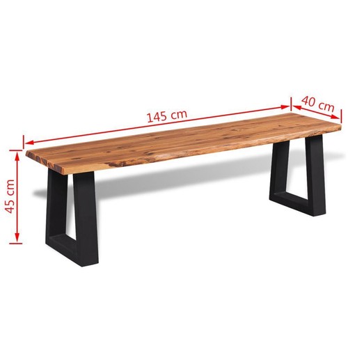 Solid Acacia Wood Bench Home Hallway Decor Furniture Long Sturdy Seat Metal Legs - Picture 6 of 6