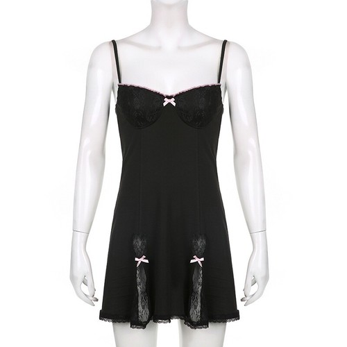 Damen Mini Low Cut Kurz Unterkleid Spitzenrand Slim Sexy Nachthemd NachtwäscheDE - Bild 15 von 27